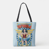 W84 | Retro Comic Wonder Woman Character Badge Tote Bag (Achterkant)
