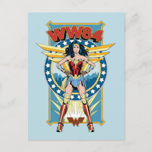 W84   Retro Comic Wonder Woman Character Badge Uitnodiging Briefkaart