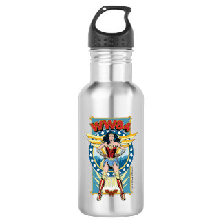 W84 | Retro Comic Wonder Woman Character Badge Waterfles