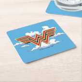 W84 | Retro Comic Wonder Woman Logo Cloud Patroon Kartonnen Onderzetters (Schuin)