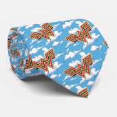 W84 | Retro Comic Wonder Woman Logo Cloud Patroon Stropdas (Opgerold)