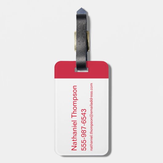 W84 | Rood zwembad Logo en sterren Bagagelabel (Achterkant verticaal)