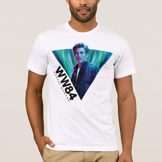 W84 | Steve Trevor Kaleidoscoop blauw-groen T-shirt (Voorkant)
