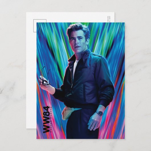 W84 | Steve Trevor Kaleidoscoop blauw-groen Uitnodiging Briefkaart (Voorkant / Achterkant)