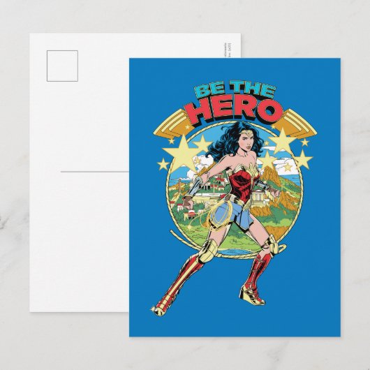 W84 | Themyscira Wonder Woman Retro Comic Art Uitnodiging Briefkaart (Voorkant / Achterkant)