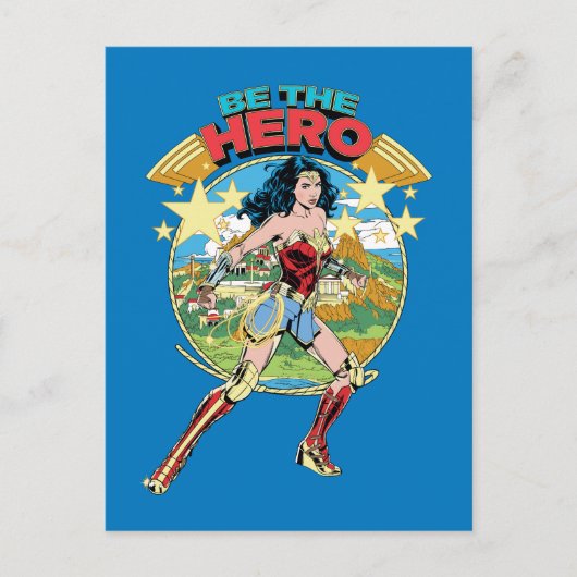 W84 | Themyscira Wonder Woman Retro Comic Art Uitnodiging Briefkaart (Voorkant)