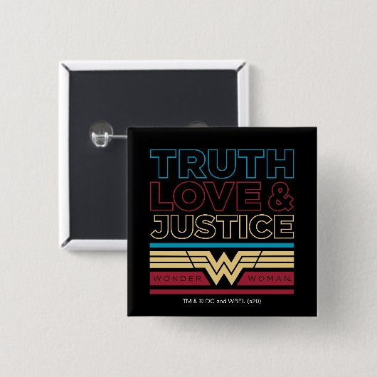 W84 | Truth Love & Justice Pattern Vierkante Button 5,1 Cm (Voorkant /achterkant)