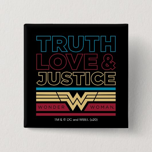W84 | Truth Love & Justice Pattern Vierkante Button 5,1 Cm (Voorkant)