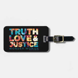 W84   Truth Love & Justice Wonder Woman Cutout Bagagelabel