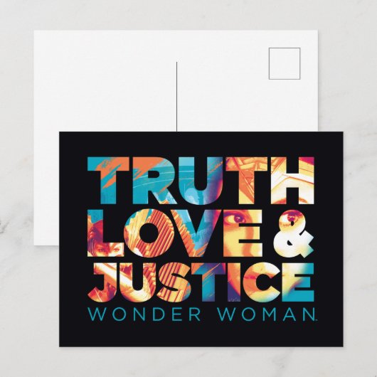 W84 | Truth Love & Justice Wonder Woman Cutout Uitnodiging Briefkaart (Voorkant / Achterkant)
