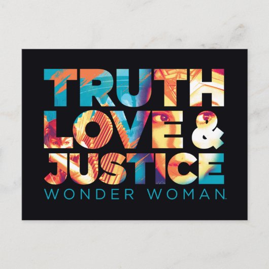 W84 | Truth Love & Justice Wonder Woman Cutout Uitnodiging Briefkaart (Voorkant)