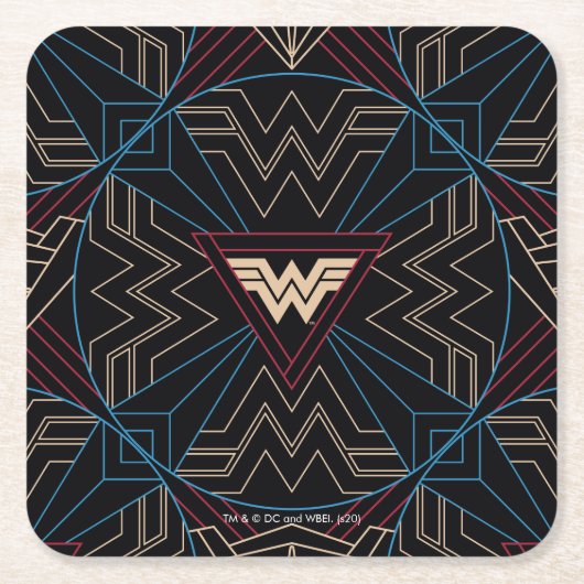 W84 | Wonder Woman Circular Geometric Pattern Kartonnen Onderzetters (Voorkant)