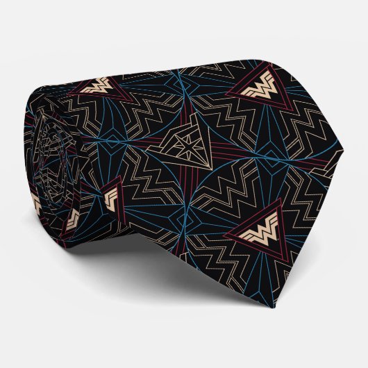 W84 | Wonder Woman Circular Geometric Pattern Stropdas (Opgerold)