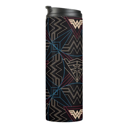 W84 | Wonder Woman Circular Geometric Pattern Thermosbeker (Geroteerd rechts)