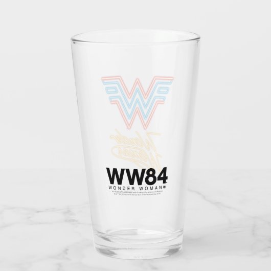 W84 | Wonder Woman Neon Light Logo Glas (Achterkant)