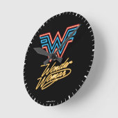 W84 | Wonder Woman Neon Light Logo Ronde Klok (Hoek)