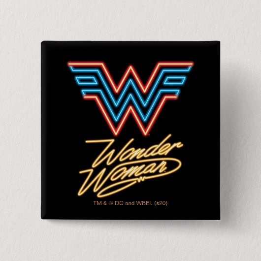 W84 | Wonder Woman Neon Light Logo Vierkante Button 5,1 Cm (Voorkant)