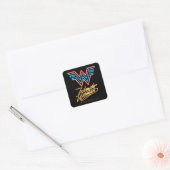 W84 | Wonder Woman Neon Light Logo Vierkante Sticker (Envelop)