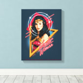 W84 | Wonder Woman Retrowave Character Badge Canvas Afdruk (Insitu (Houten vloer))