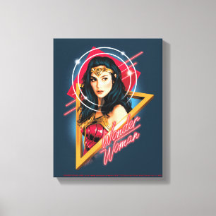 W84   Wonder Woman Retrowave Character Badge Canvas Afdruk