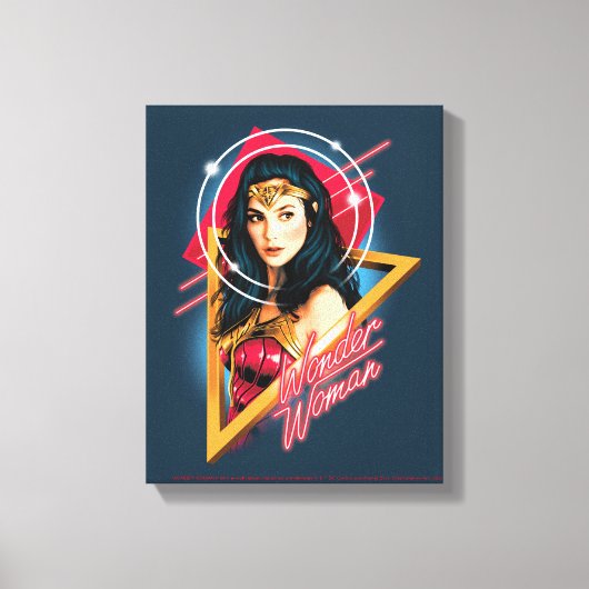 W84 | Wonder Woman Retrowave Character Badge Canvas Afdruk (Voorkant)