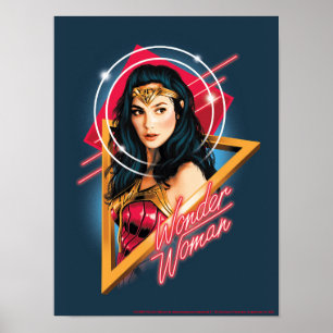 W84   Wonder Woman Retrowave Character Badge Poster