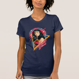 W84   Wonder Woman Retrowave Character Badge T-shirt