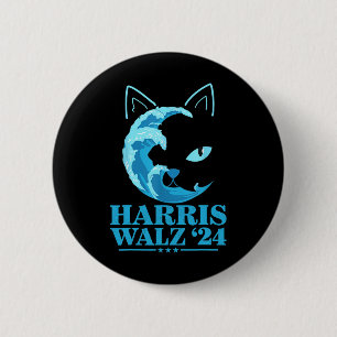 W 24 Blauwe Golf Van Kat Lady's Stemmen Op Kamala Ronde Button 5,7 Cm