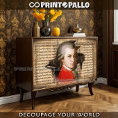 W.A. Mozart Het Kind Genius met noten en piano Tissuepapier