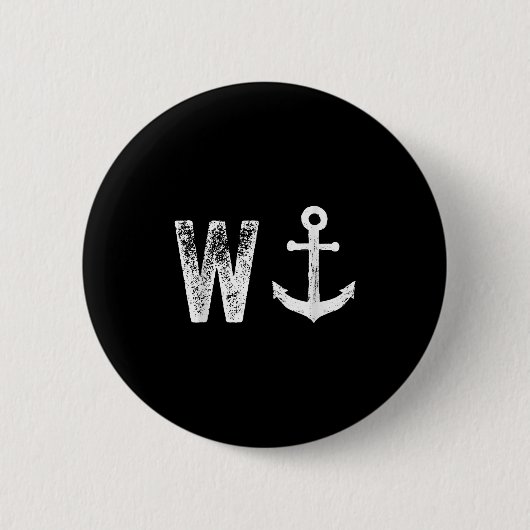 W Anchor Funny Wanker Jerk Britse Slang Ronde Button 5,7 Cm (Voorkant)