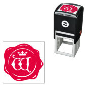 W - Antiek Wax Seal Gotische Kroon Initiaal Letter Zelfinktende Stempel (In situ)