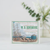W B Dinsmore Clipper Zeilschip Briefkaart (Staand voorkant)
