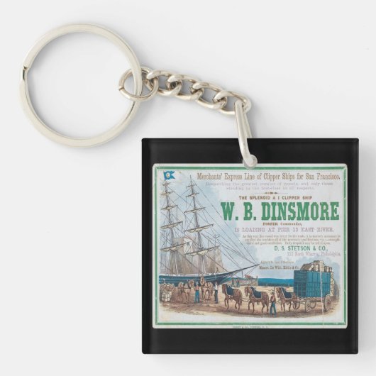 W B Dinsmore Clipper Zeilschip Sleutelhanger (voorkant)