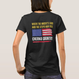 (W-Black) Amerikaanse vlag / Muziek is hard & stap T-shirt