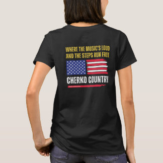 (W-Black) Amerikaanse vlag / Muziek is hard & stap T-shirt