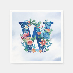 "'W'  blauw monogram" Servet
