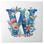 W  bloemmonogram tegeltje (Voorkant)
