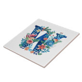 W bloemmonogram tegeltje (Zijkant)