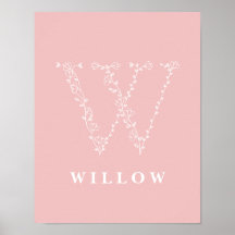 W Botanische Floral Monogram Aangepast Poster van 