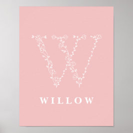 W Botanische Floral Monogram Aangepast Poster van 