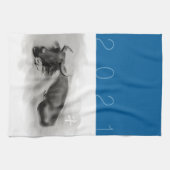 W Buffalo Chinese Ox Year Zodiac Kies Kleur KT1 Theedoek (Horizontaal)