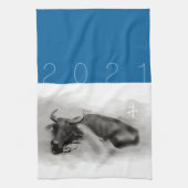 W Buffalo Chinese Ox Year Zodiac Kies Kleur KT1 Theedoek (Verticaal)