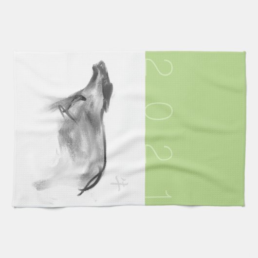 W Buffalo Chinese Ox Year Zodiac Kies kleur KT2 Theedoek (Horizontaal)