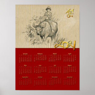 W Buffalo Kid Chinese Osse Jaar 2021 Kalender P Poster