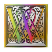 W Celtic Rainbow aangepaste monogram tegel Tegeltje (Voorkant)