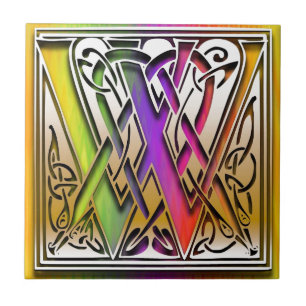 W Celtic Rainbow aangepaste monogram tegel Tegeltje