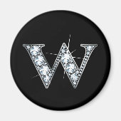 "W" Diamond Bling Magnet (Voorkant)