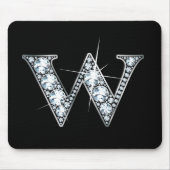 "W" Diamond Bling Mousepad Muismat (Voorkant)