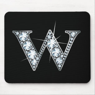 "W" Diamond Bling Mousepad Muismat
