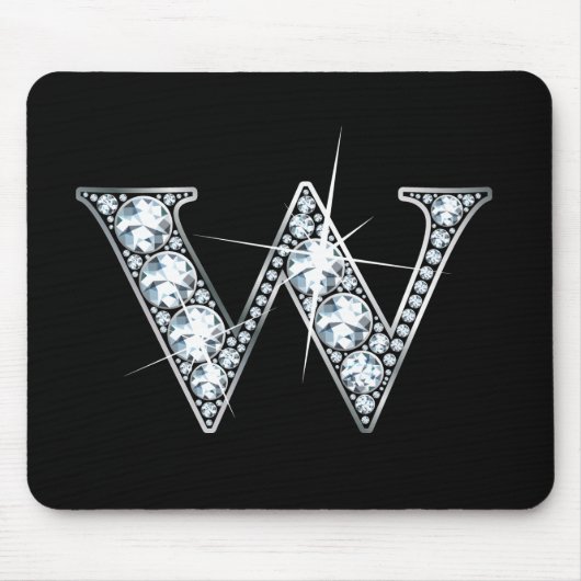 "W" Diamond Bling Mousepad Muismat (Voorkant)